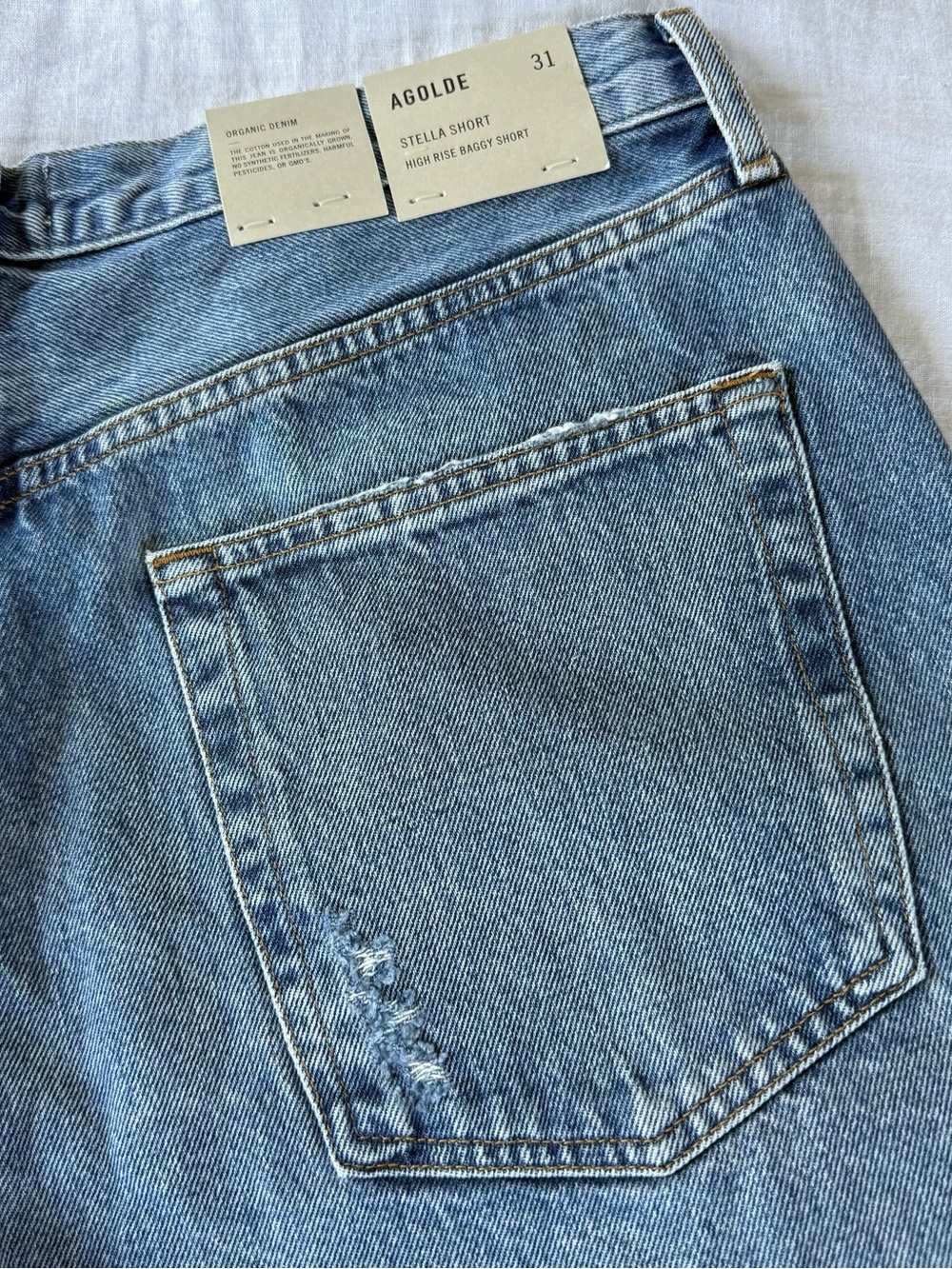 Agolde Stella High-Rise Light Denim Shorts NEW Size 31 - Picture 5 of 8